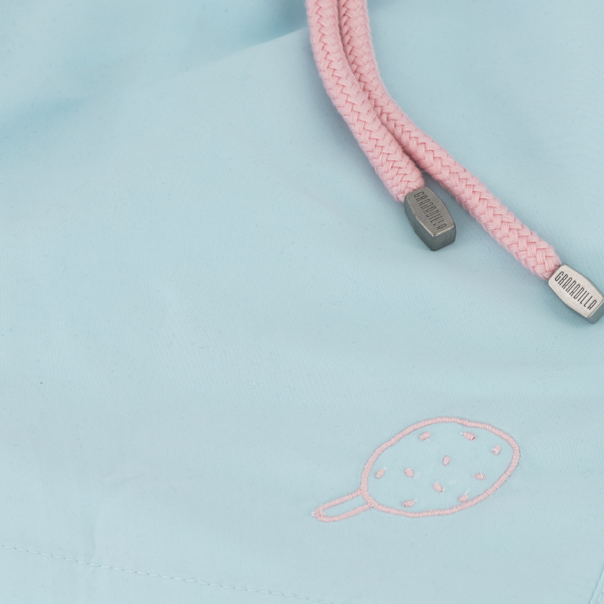 Mid-length Swim Shorts | Plain Embroidery / Light Blue