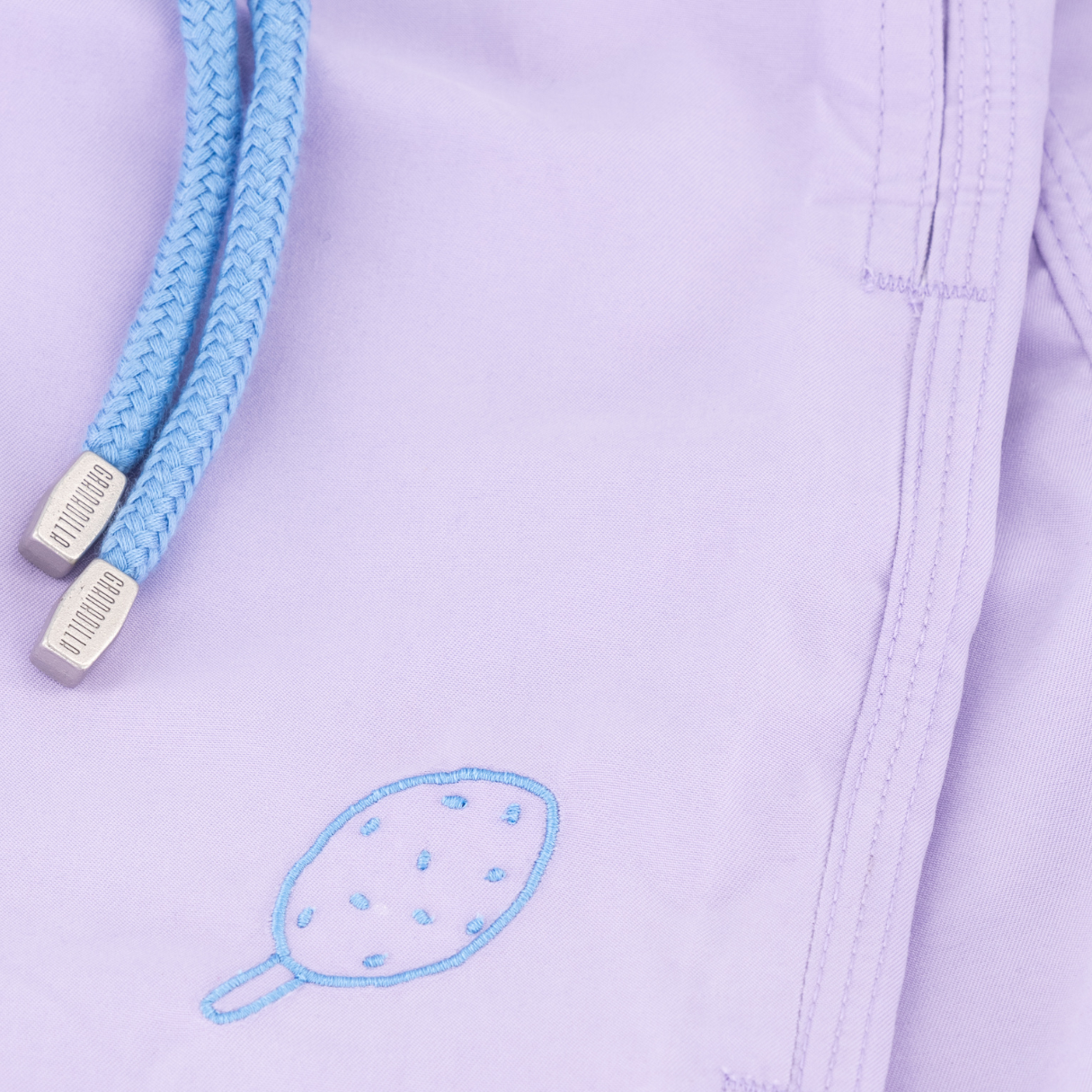 Mid-length Swim Shorts | Plain Embroidery / Lilac