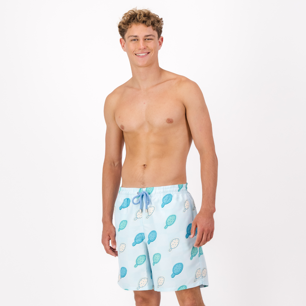 Long Swim Shorts | Checkerboard Lolly / Blue