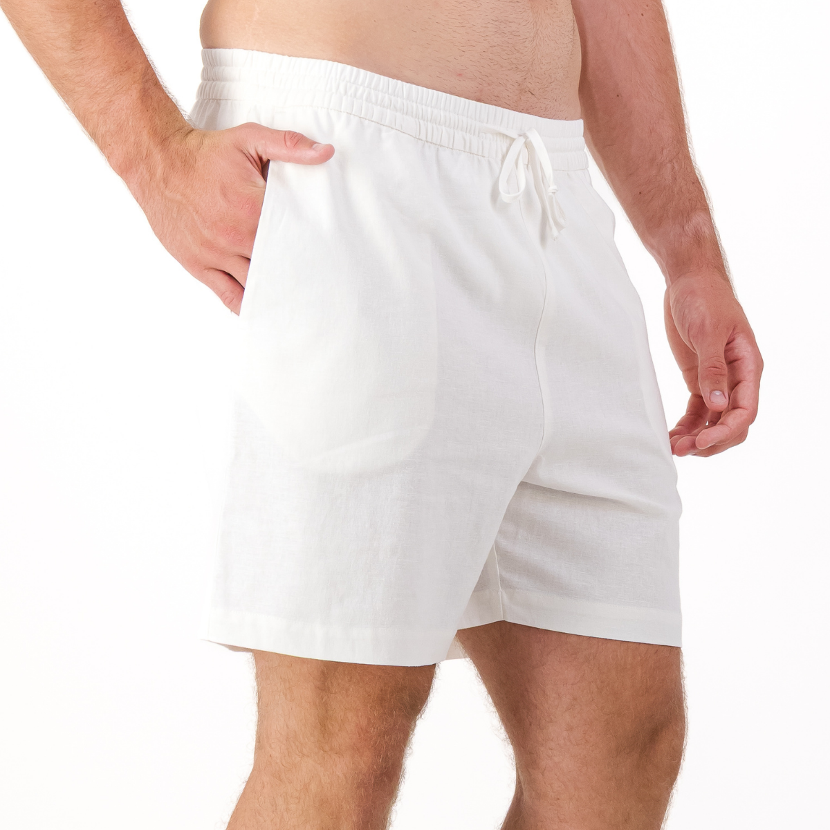 Mens Pull on Shorts / White