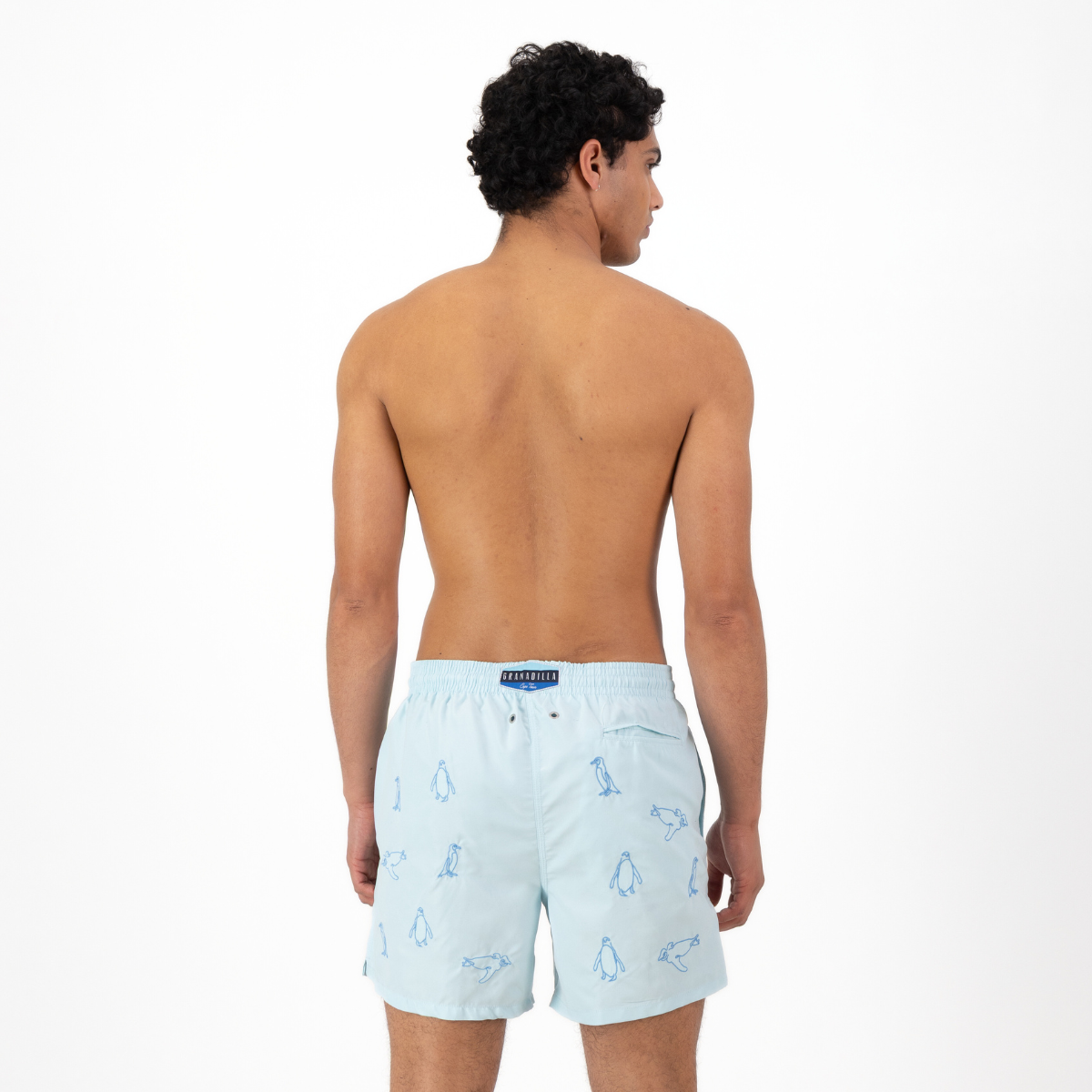 Mid-length Swim Shorts | Penguins Embroidery / Blue