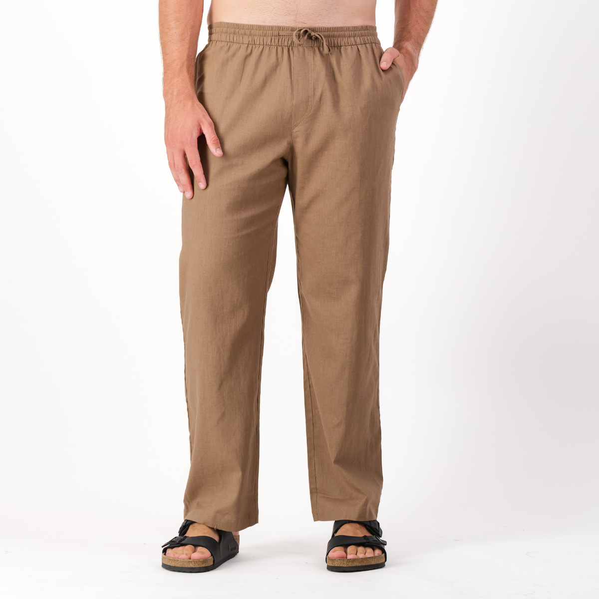 Mens Pull on Pants | Plain / Stone