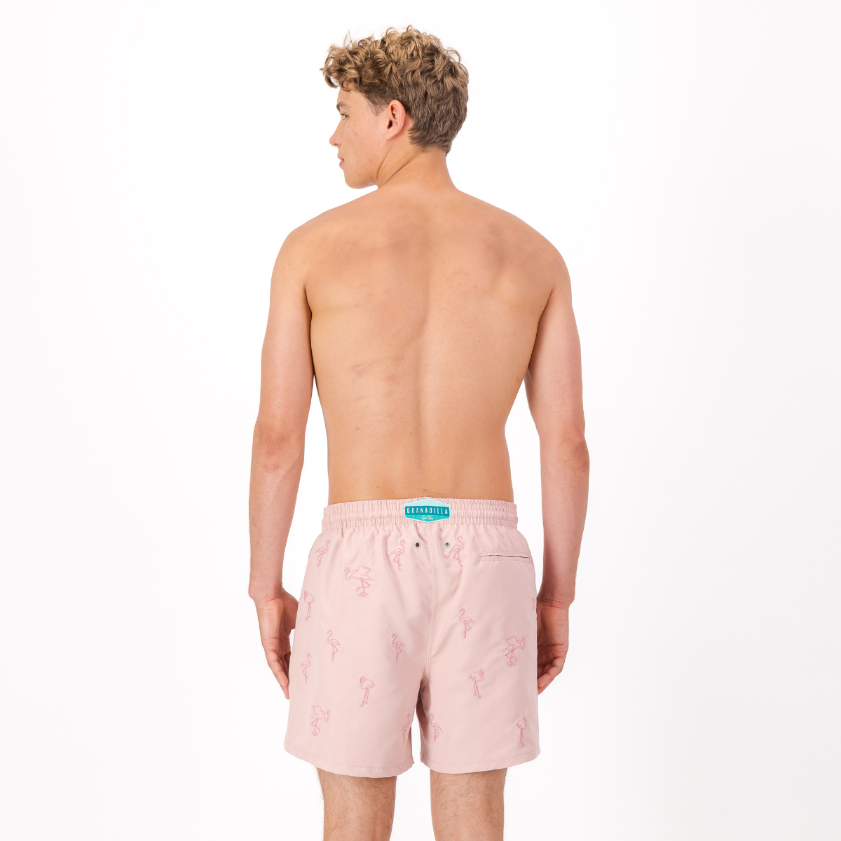 Mid-length Swim Shorts | Flamingo Embroidery / Pink