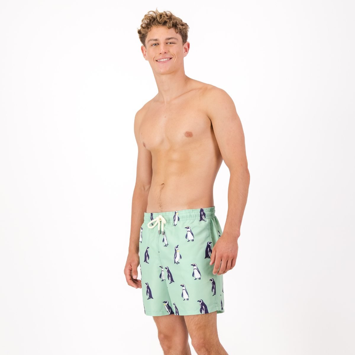 Mid-length Swim Shorts | Penguins / Mint