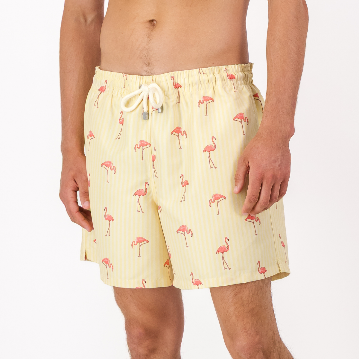 Mid-length Swim Shorts | Flamingo / Yellow