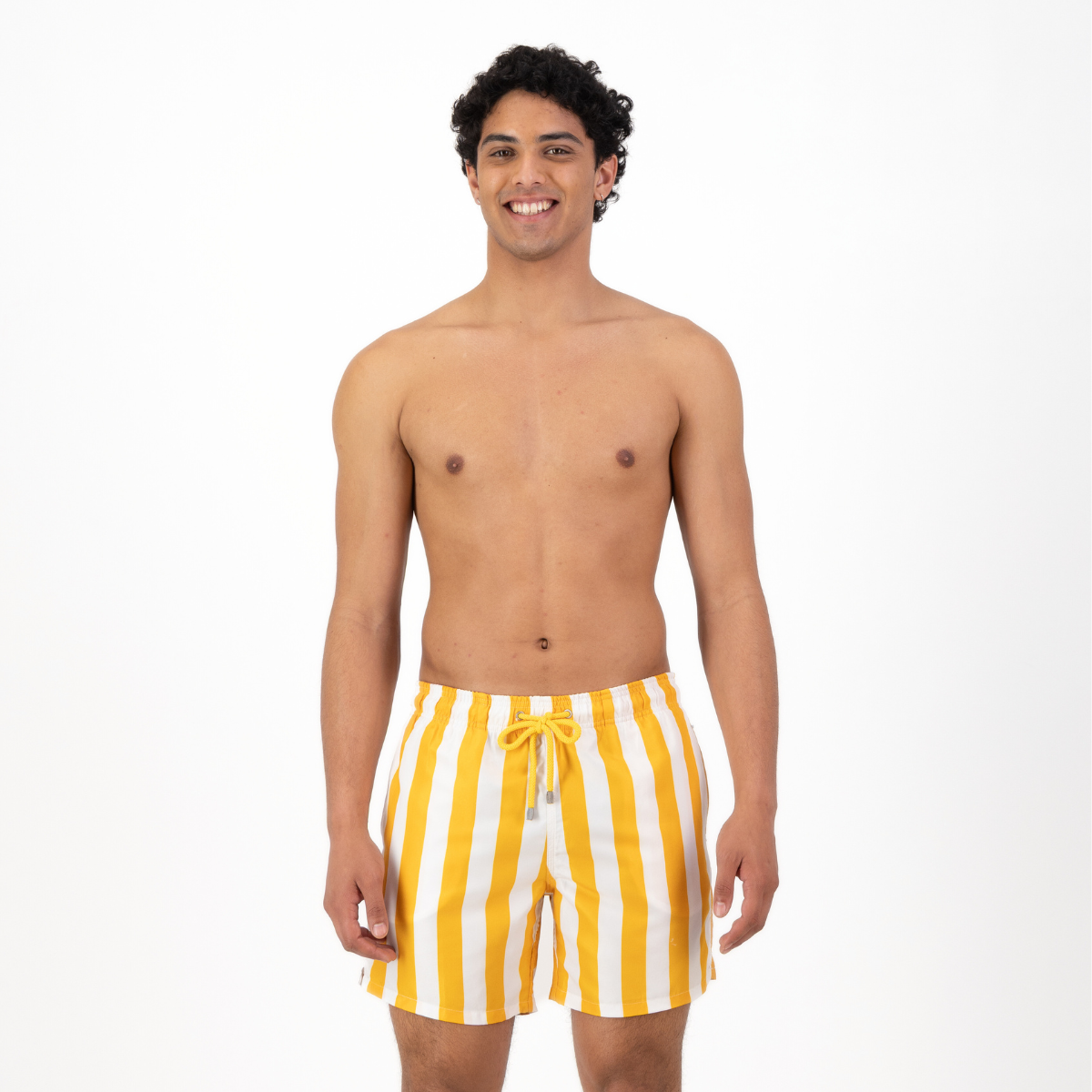 Mid-length Swim Shorts | Stripe / Yellow
