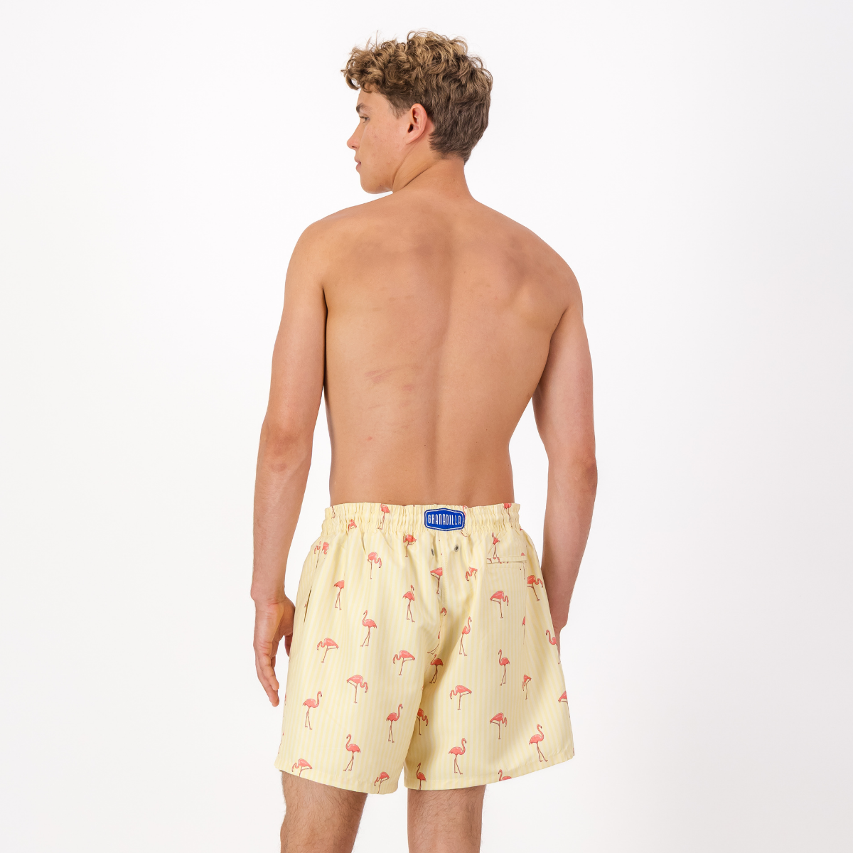 Mid-length Swim Shorts | Flamingo / Yellow