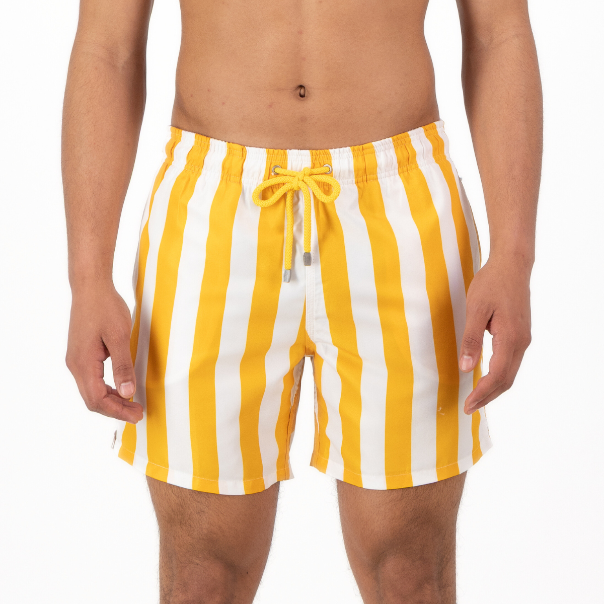 Mid-length Swim Shorts | Stripe / Yellow