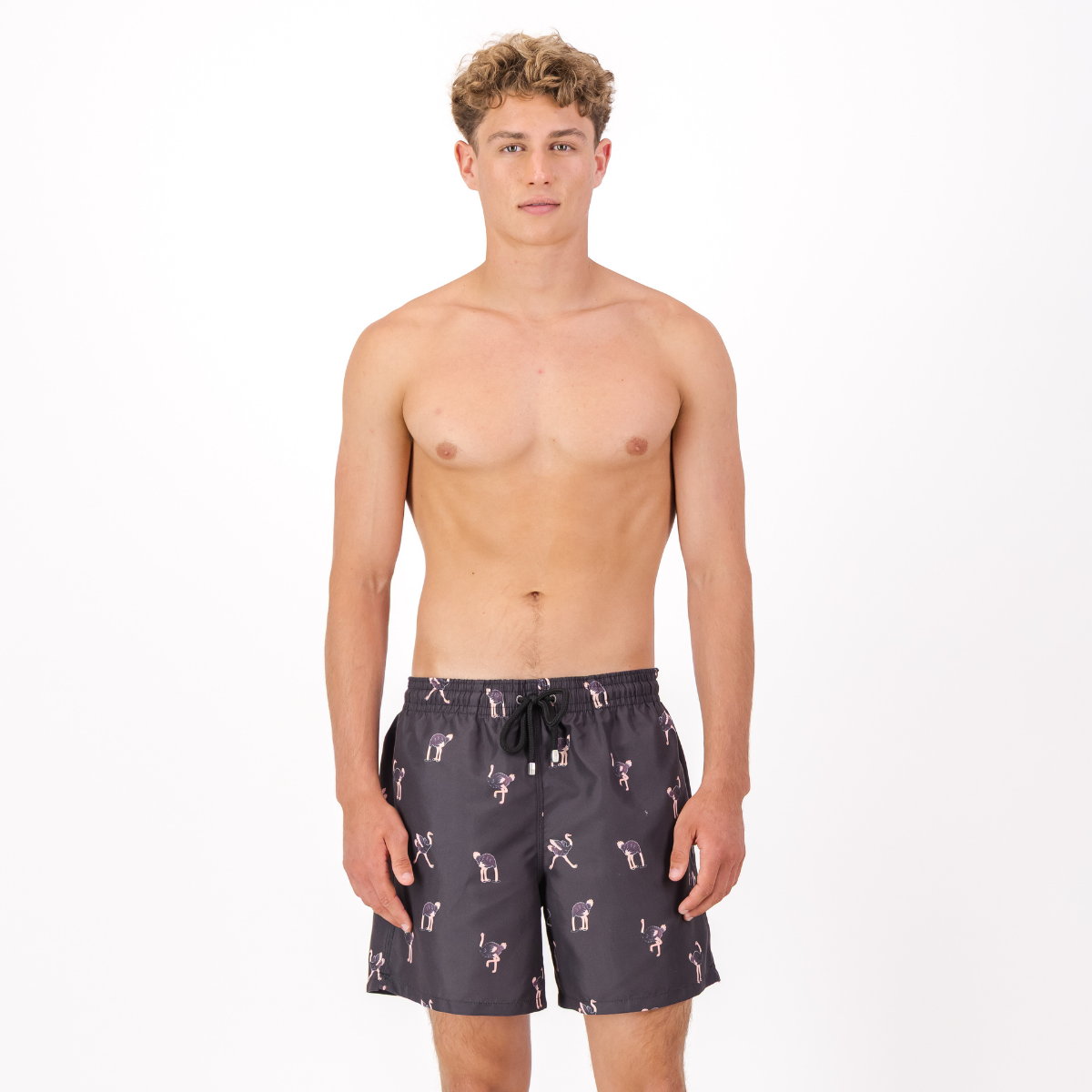 Mid-length Swim Shorts | Ostrich / Black