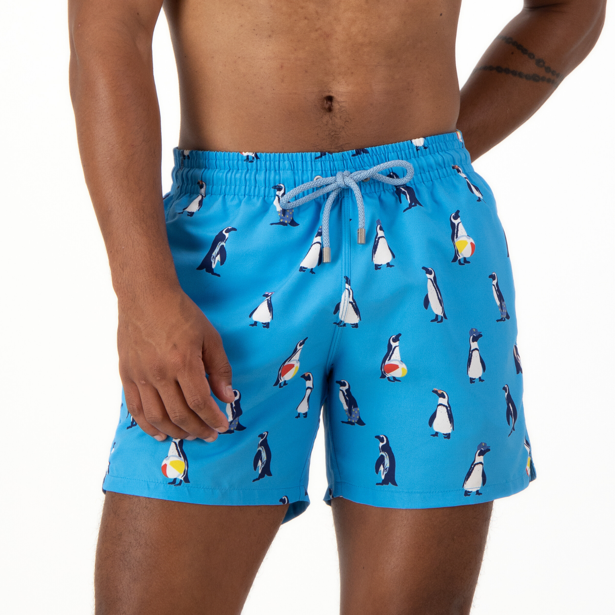 Mid-length Swim Shorts | Penguins / Blue