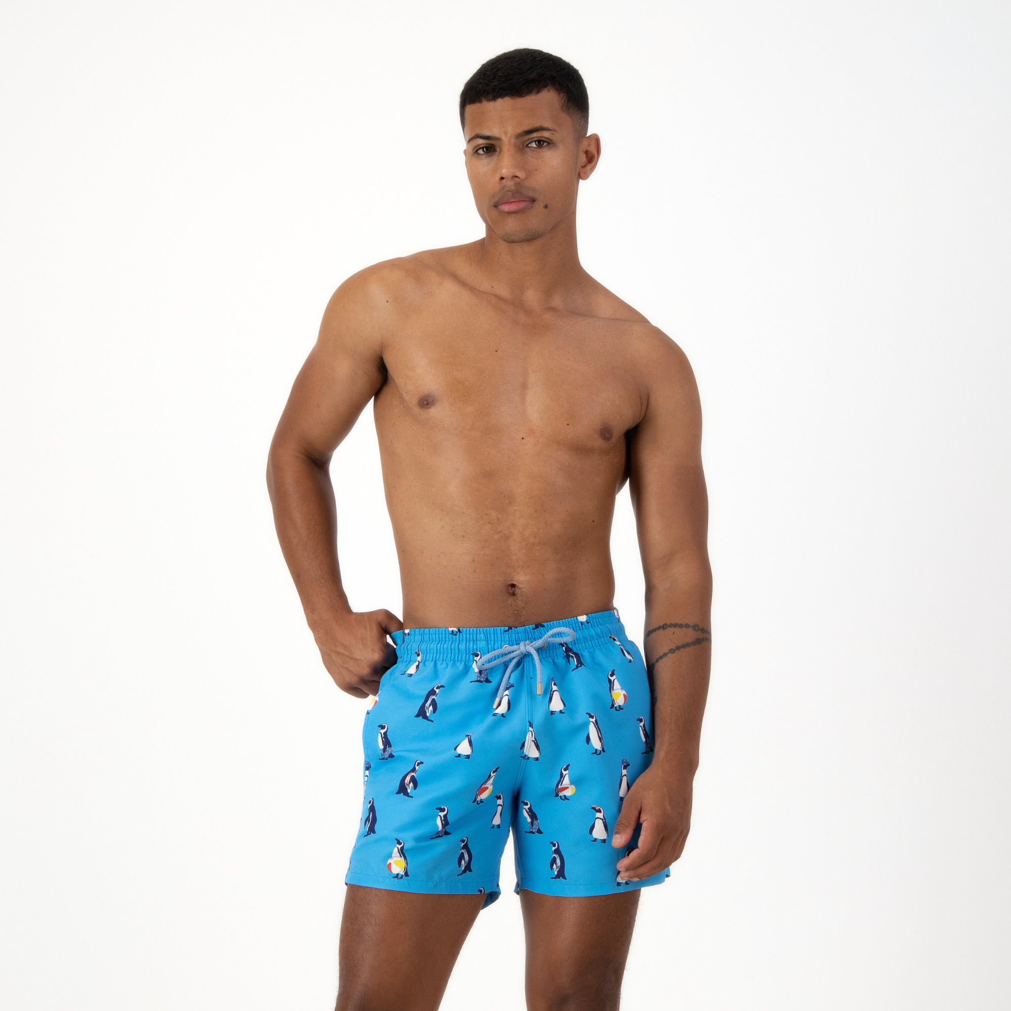 Mid-length Swim Shorts | Penguins / Blue