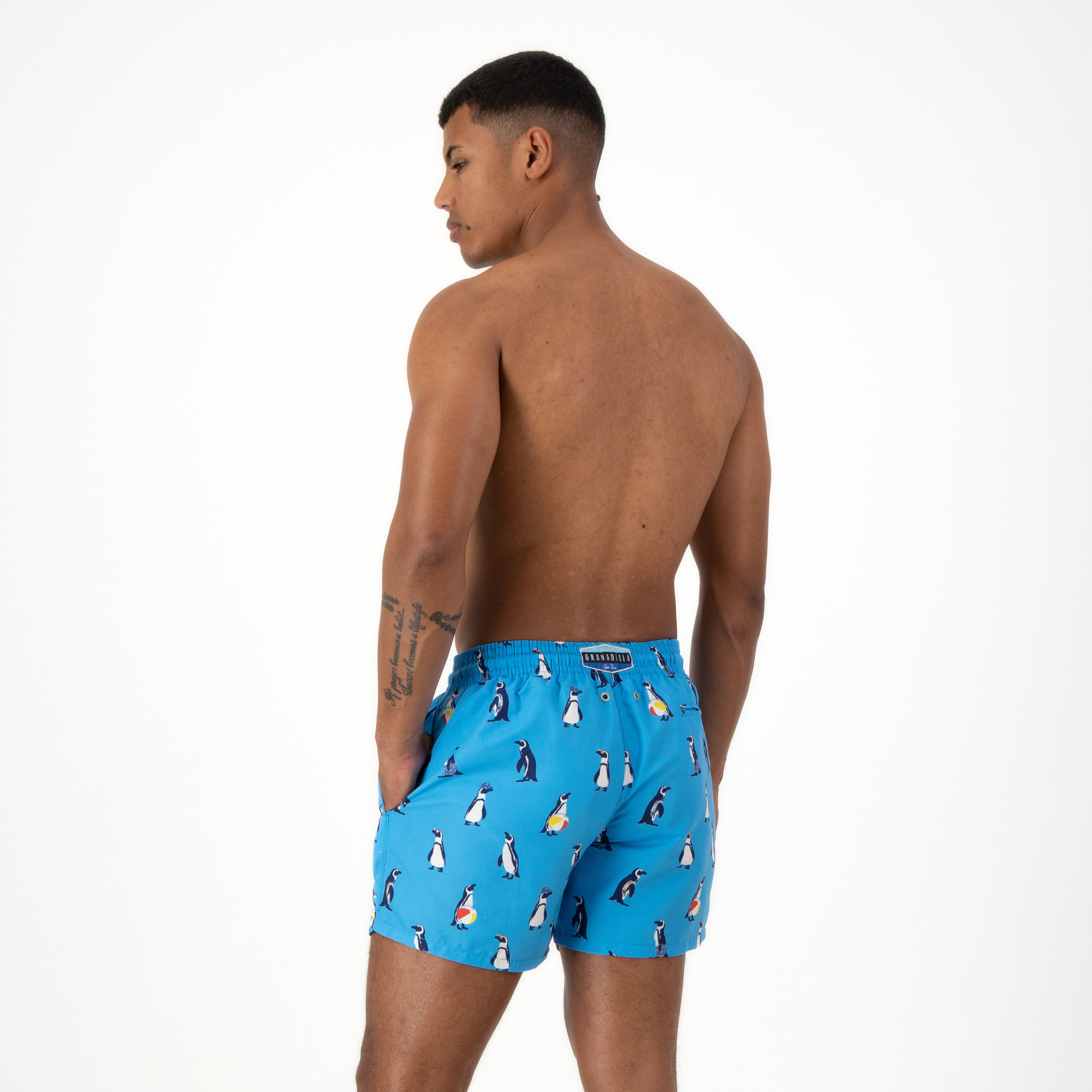 Mid-length Swim Shorts | Penguins / Blue