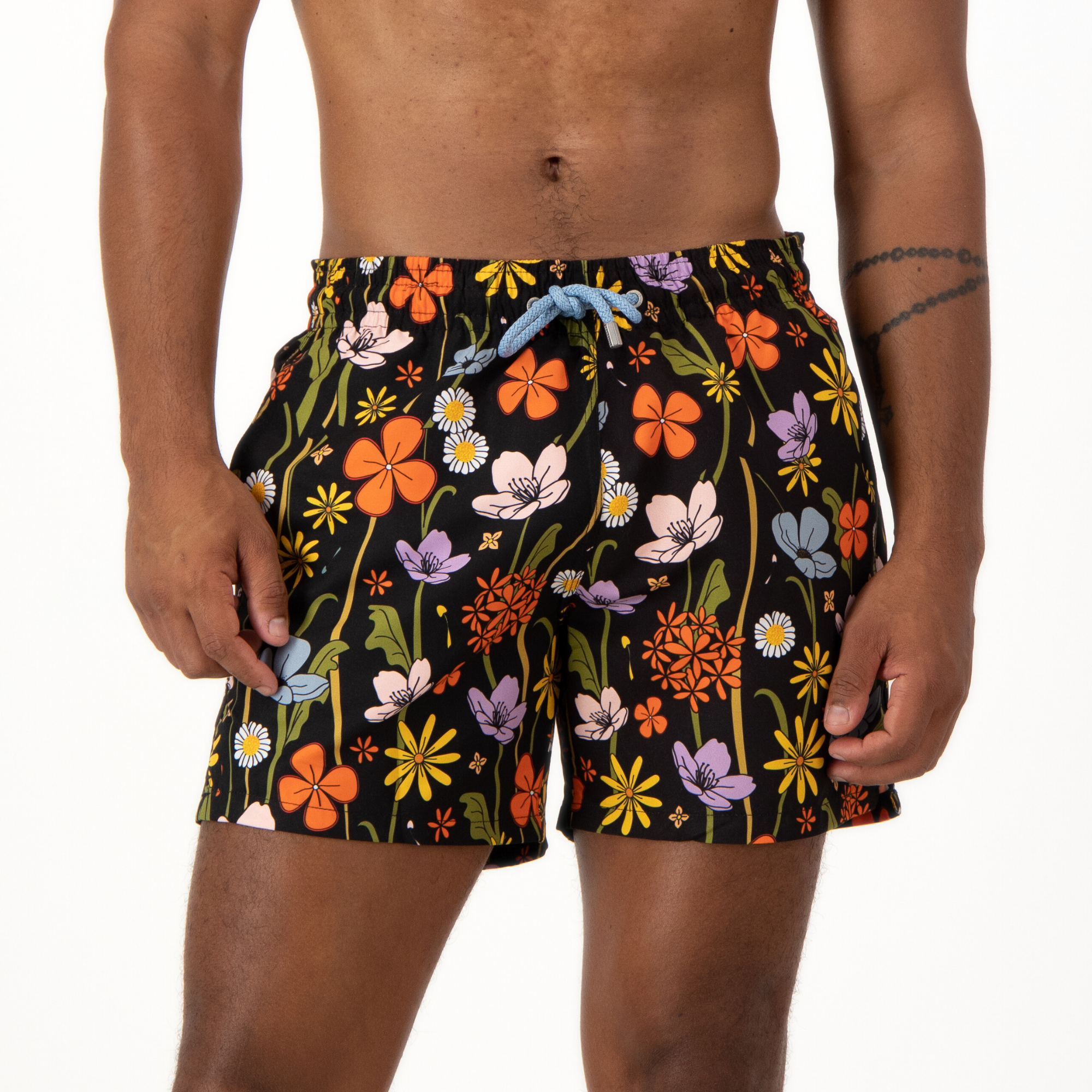Mid-length Swim Shorts | English Garden / Black