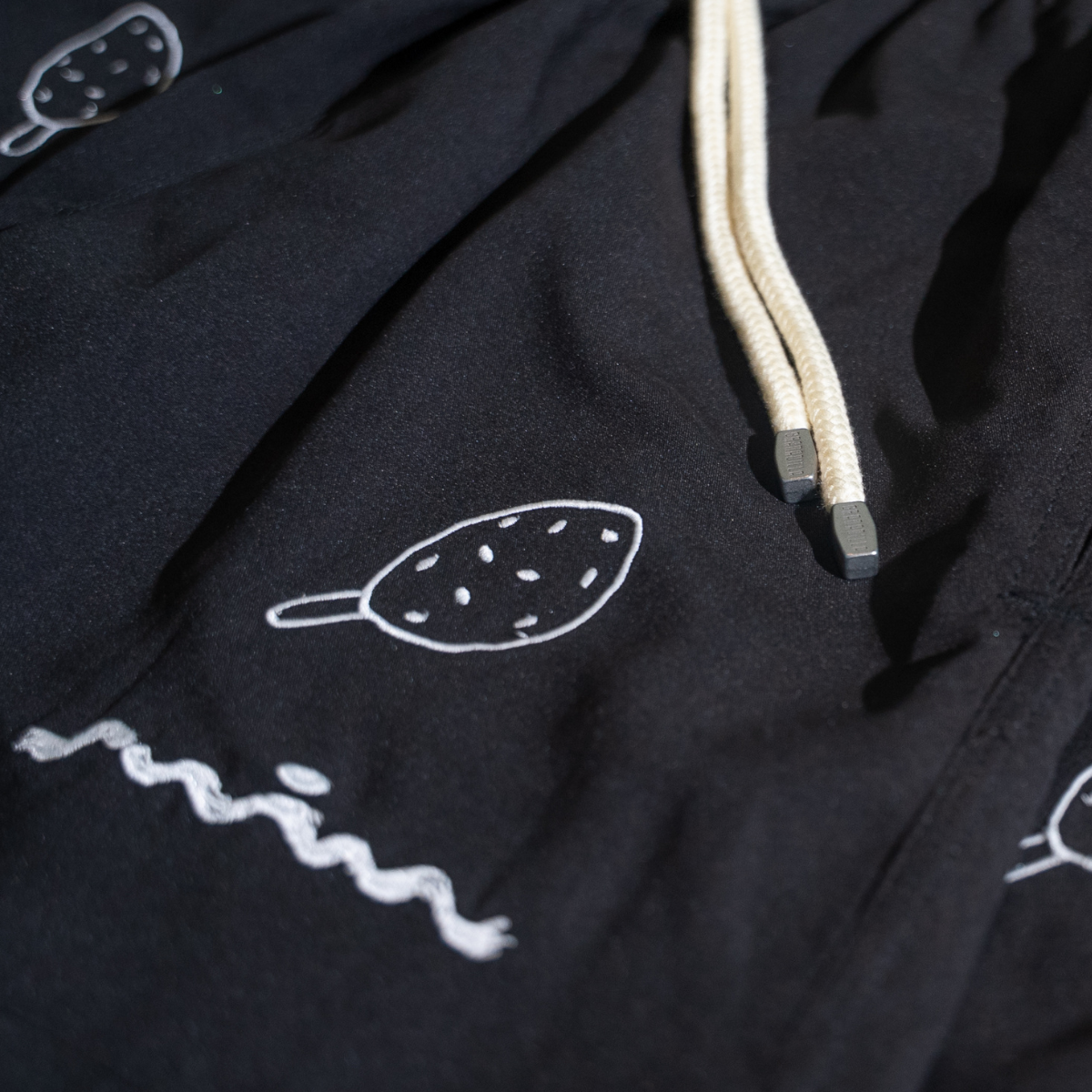 Mid-length Swim Shorts | Lolly Embroidery / Black