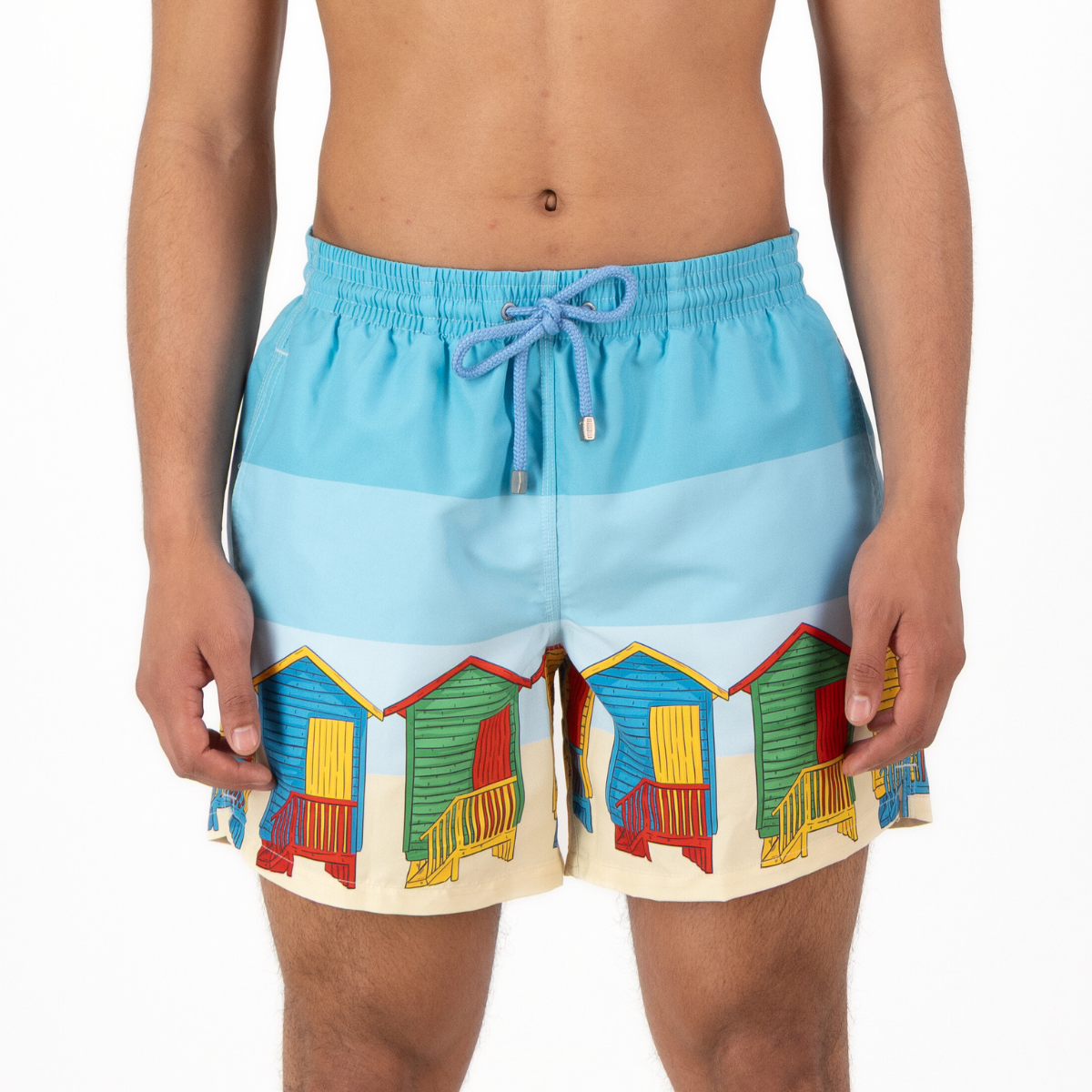 Mid-Length Swim Shorts | Muizenburg Huts / Blue