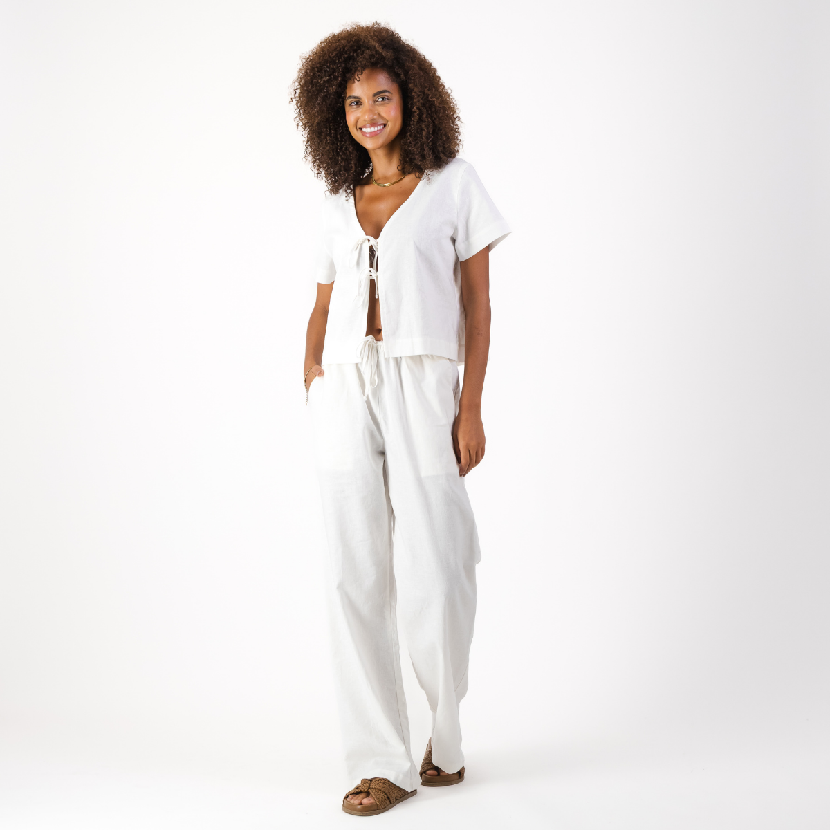 Womens Pull on Pants / Plain / White