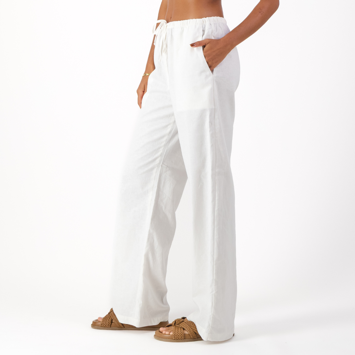 Womens Pull on Pants / Plain / White