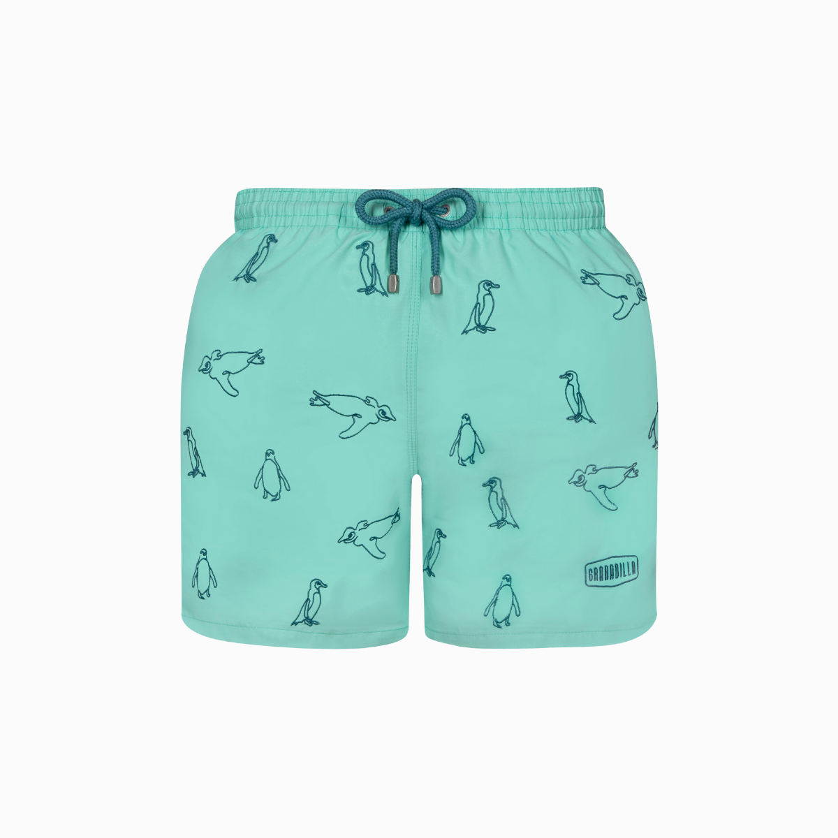 Mid-length Swim Shorts | Penguins Embroidery / Mint