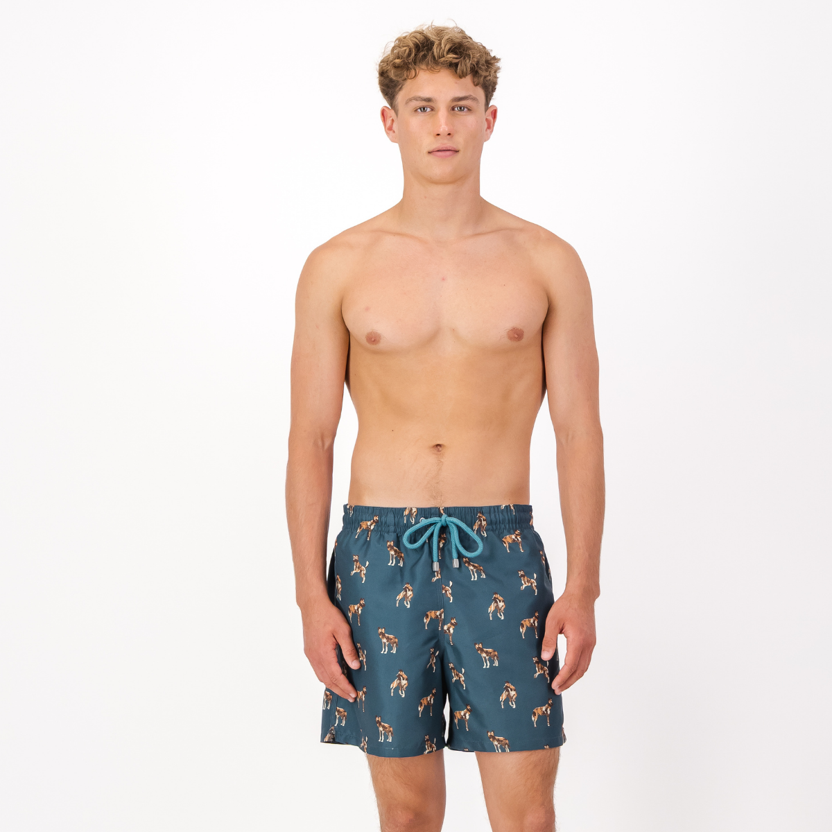 Mid-length Swim Shorts | Wild Dogs / Teal