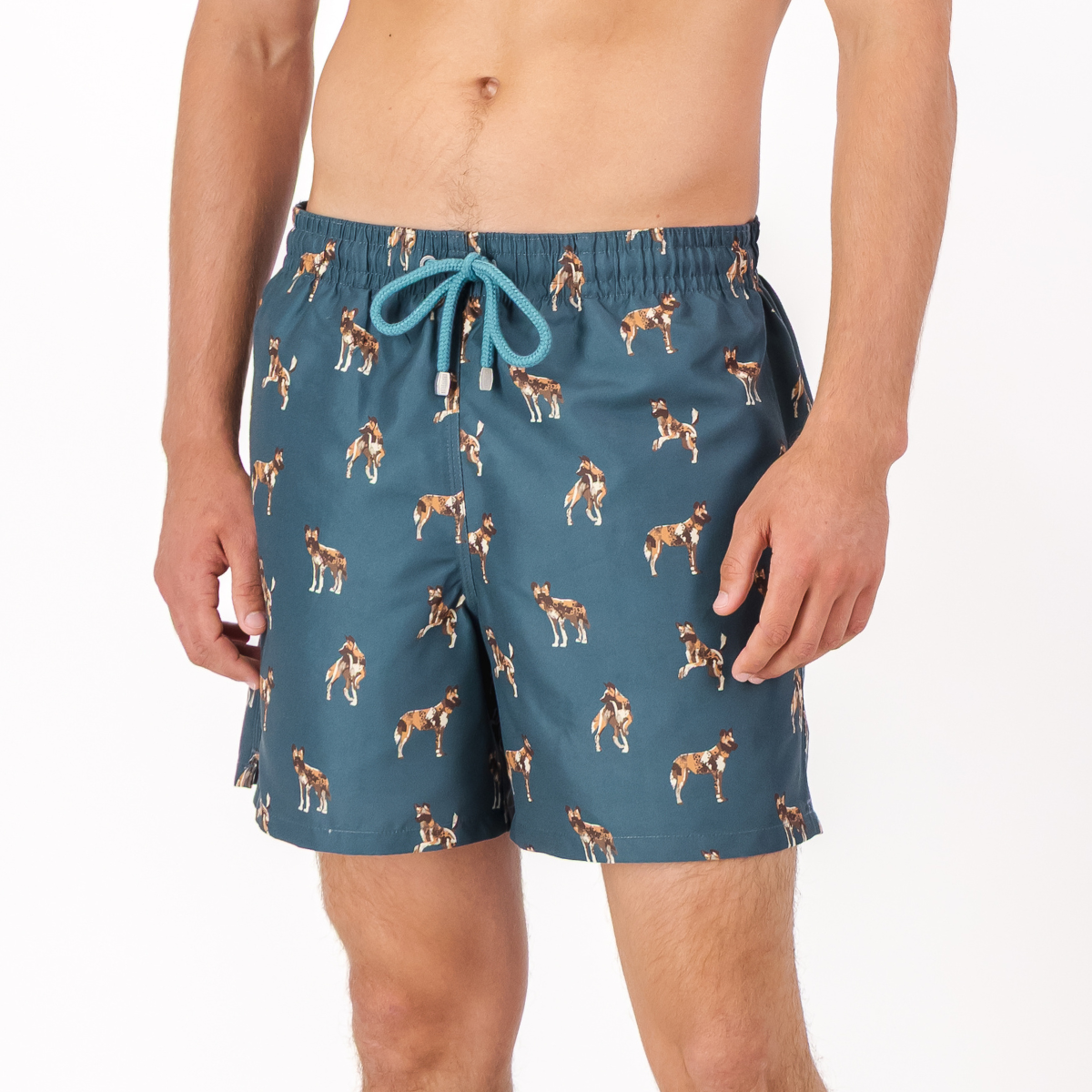 Mid-length Swim Shorts | Wild Dogs / Teal