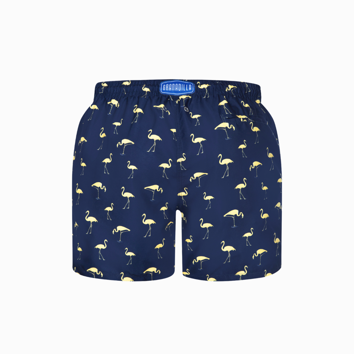 Mid-length Swim Shorts | Yellow Flamingos / Navy