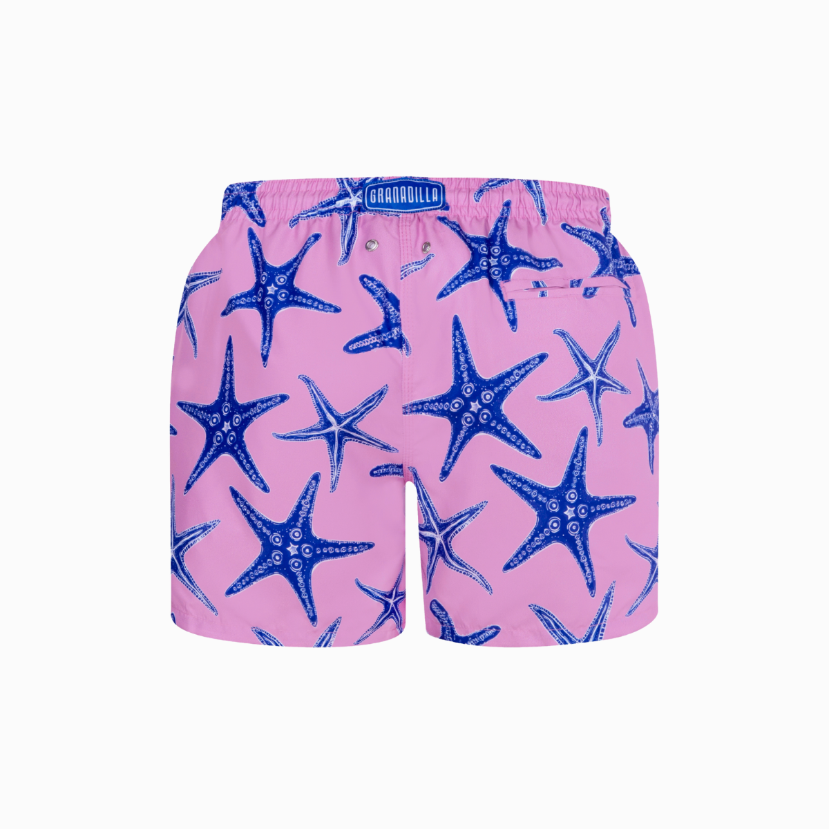 Mid-length Swim Shorts | Blue Starfish / Pink