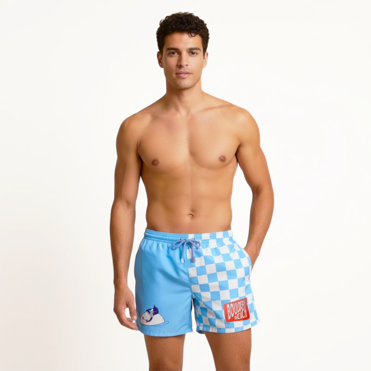 Mid-length Swim Shorts | Boulders Penguin / Blue