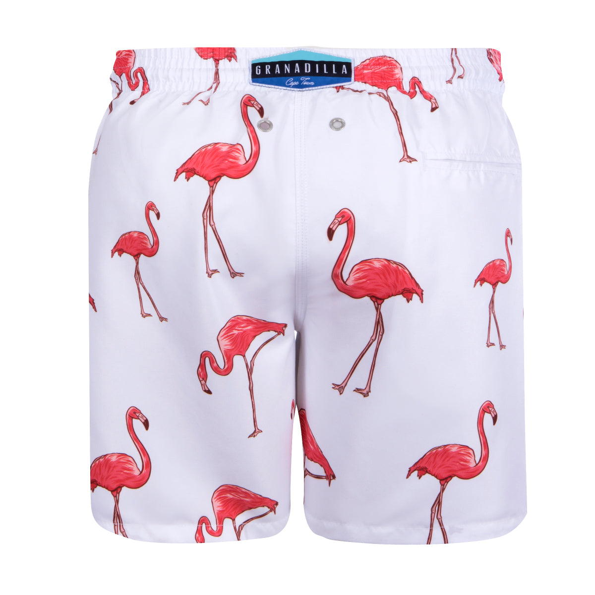 Mid-length Swim Shorts | Big Flamingo / White
