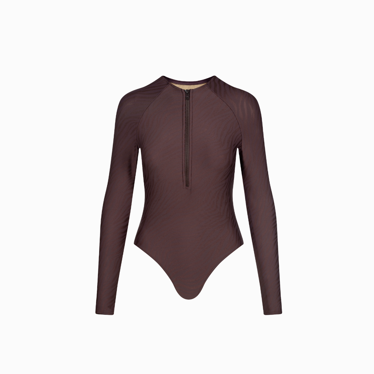 Womens Long Sleeve One Piece | Zebra Texture / Chocolate