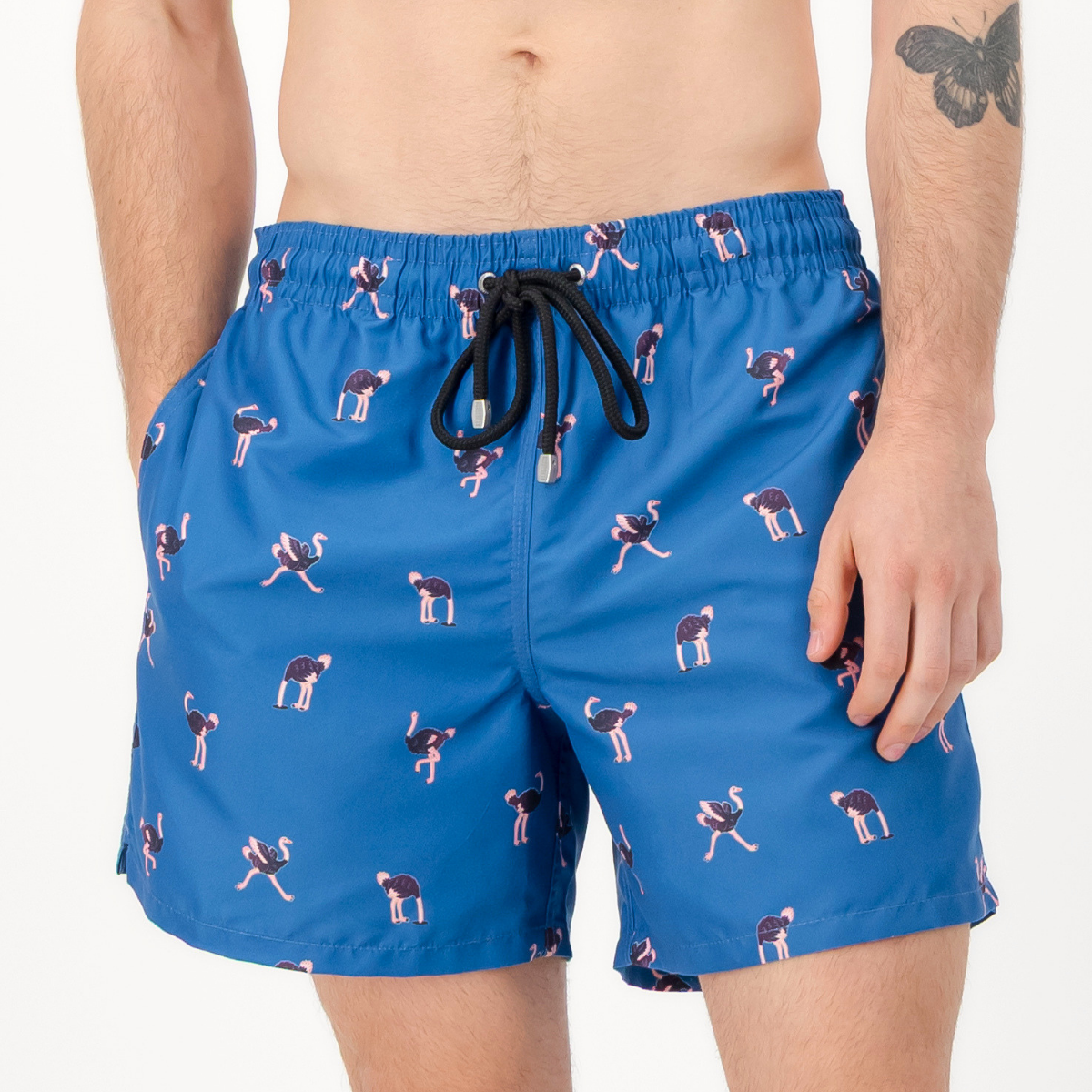 Mid-length Swim Shorts | Ostrich / Blue