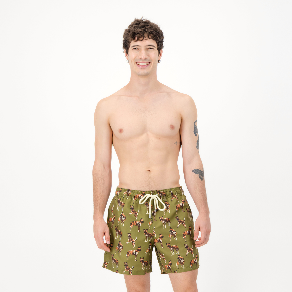 Mid-length Swim Shorts | Wild Dogs / Olive