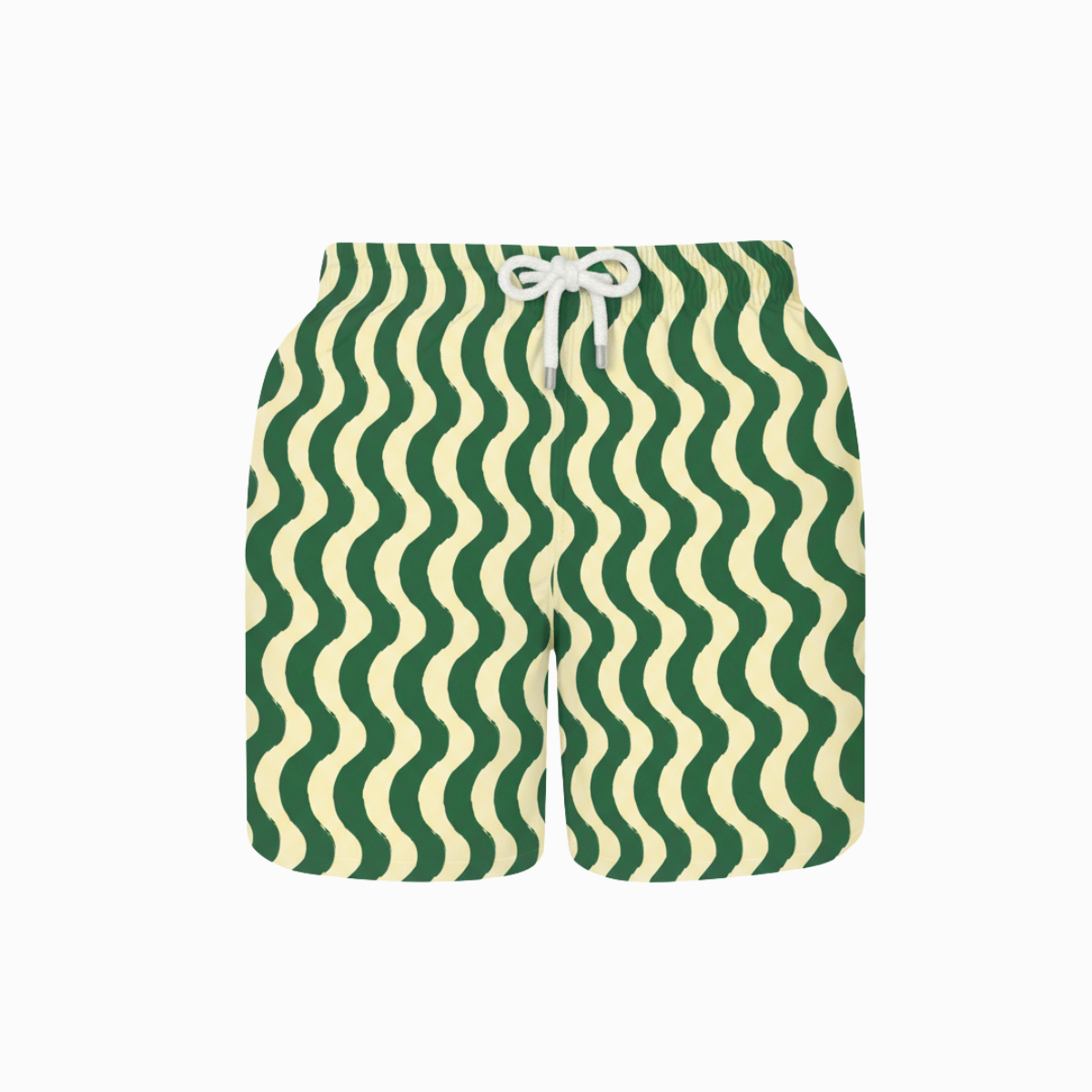 Mid-length Swim Shorts | Wavy Stripe / Green
