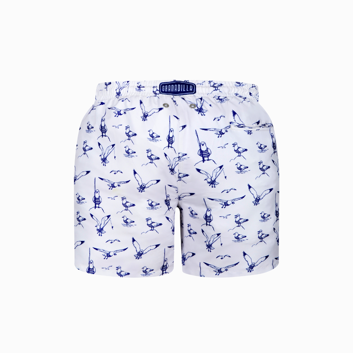 Mid-length Swim Shorts | Seagulls / Cream
