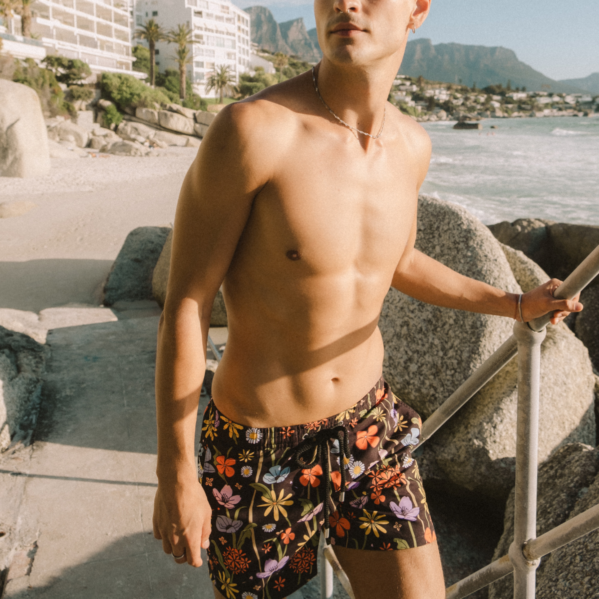 Mid-length Swim Shorts | English Garden / Black