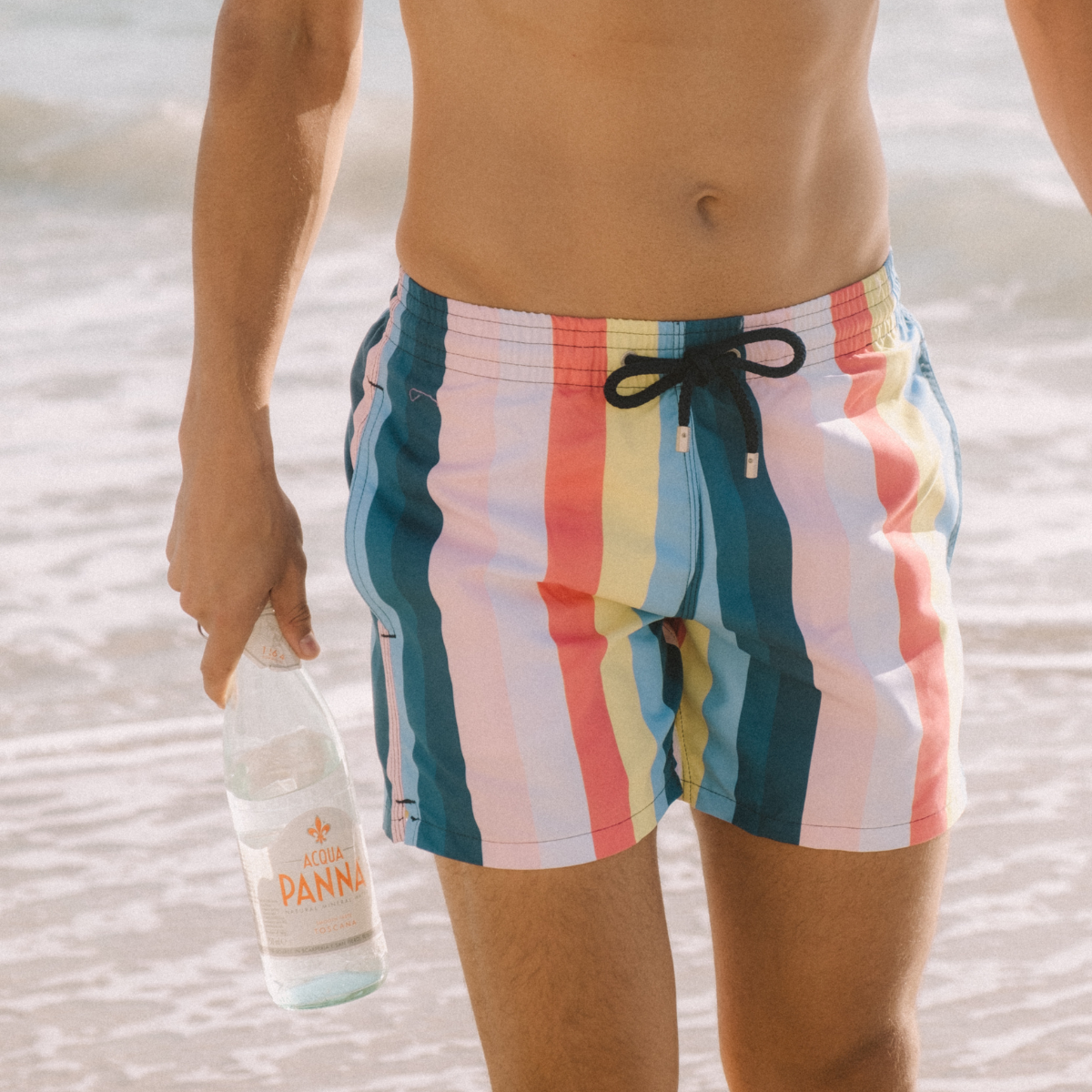 Mid-length Swim Shorts | Stripes / Bright