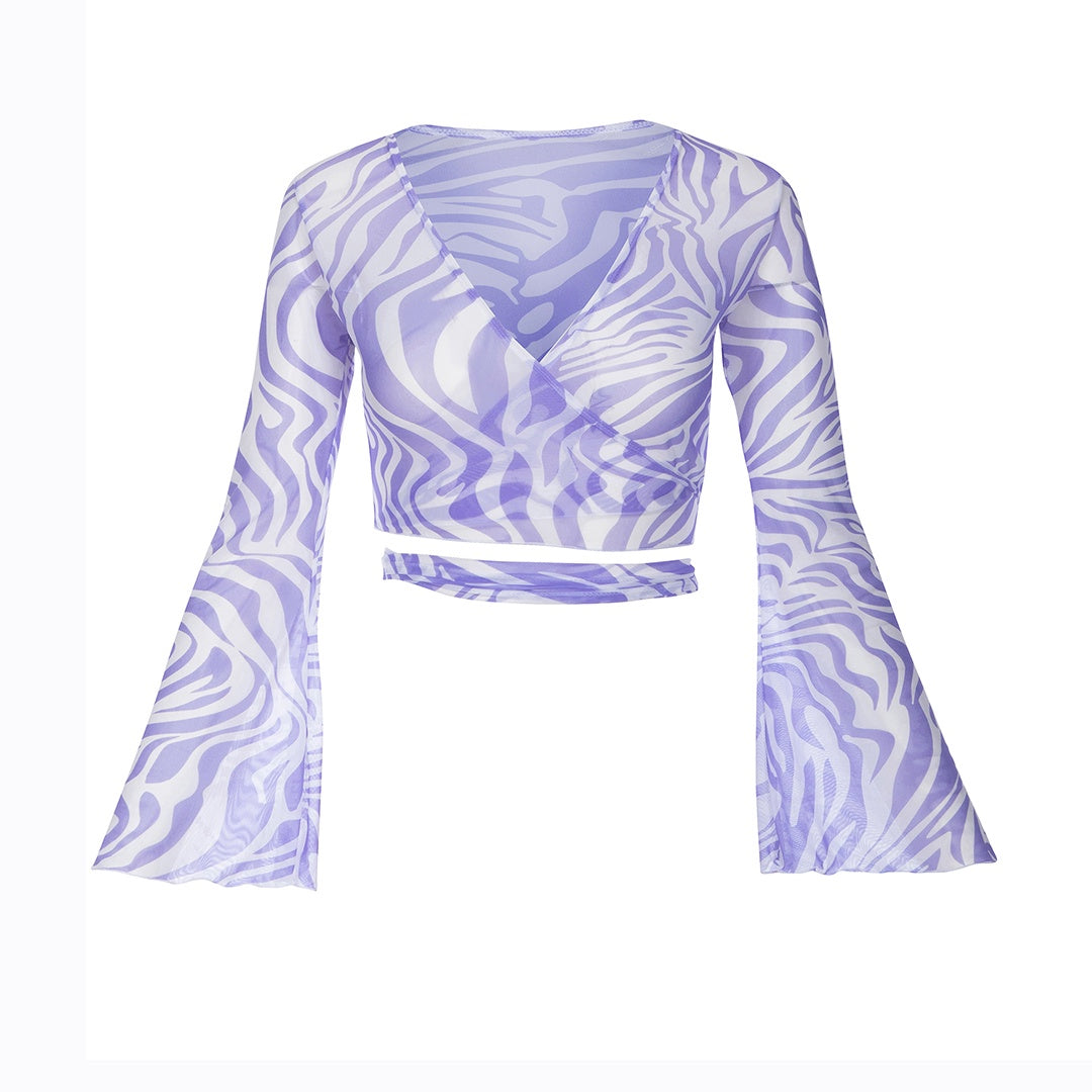 Lilac 3D Butterfly Applique Detail Mesh Bra Crop Top – MUTU