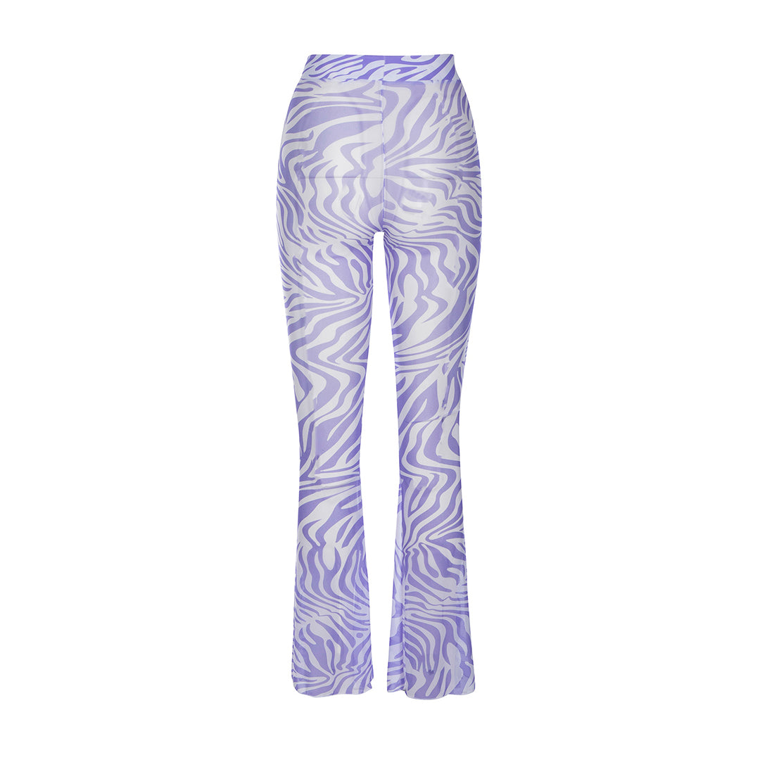 Mesh Flare Pants | Zebra Lilac
