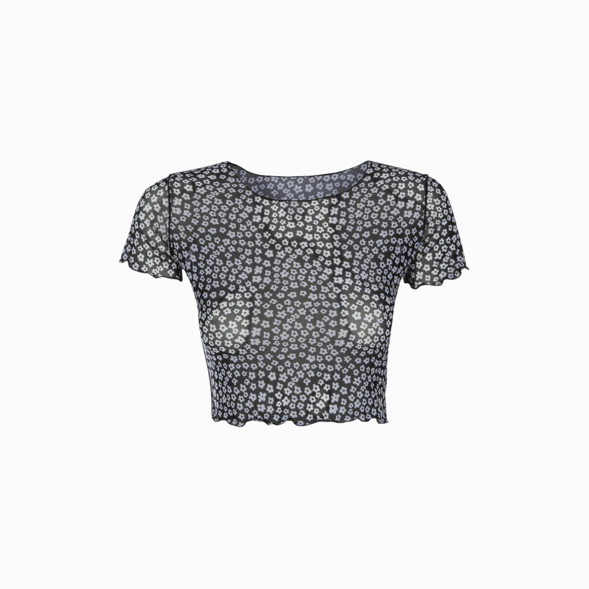 Mesh Crop Top | Baby Daisy Black