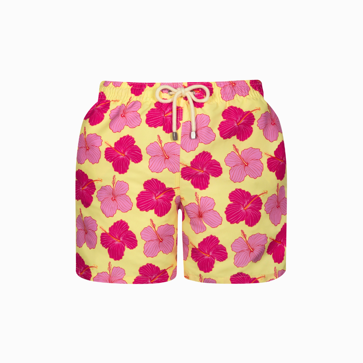 Mid-length Swim Shorts | Hibiscus / Yellow