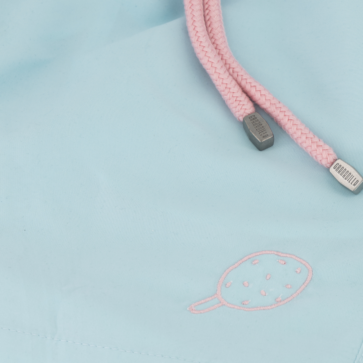 Mid-length Swim Shorts | Plain  Embroidery / Light Blue