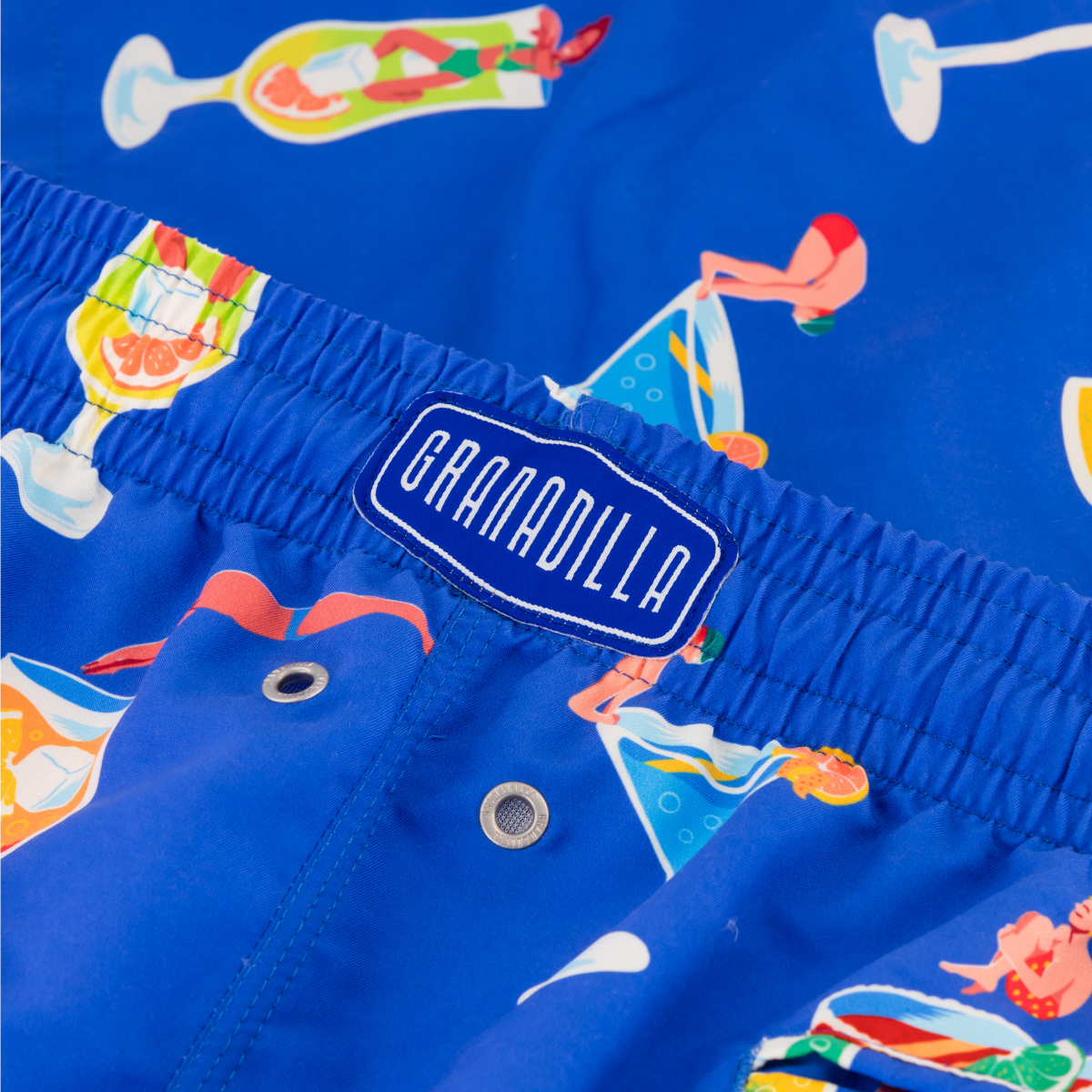 Mid-length Swim Shorts | Tipsy Diver / Cobalt