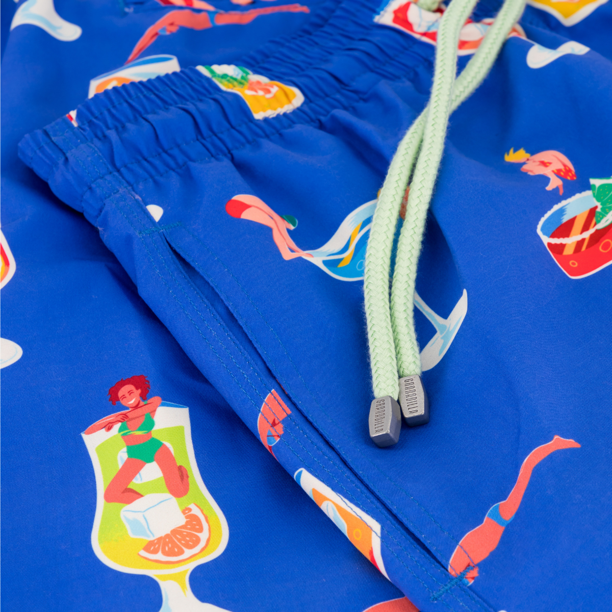 Mid-length Swim Shorts | Tipsy Diver / Cobalt