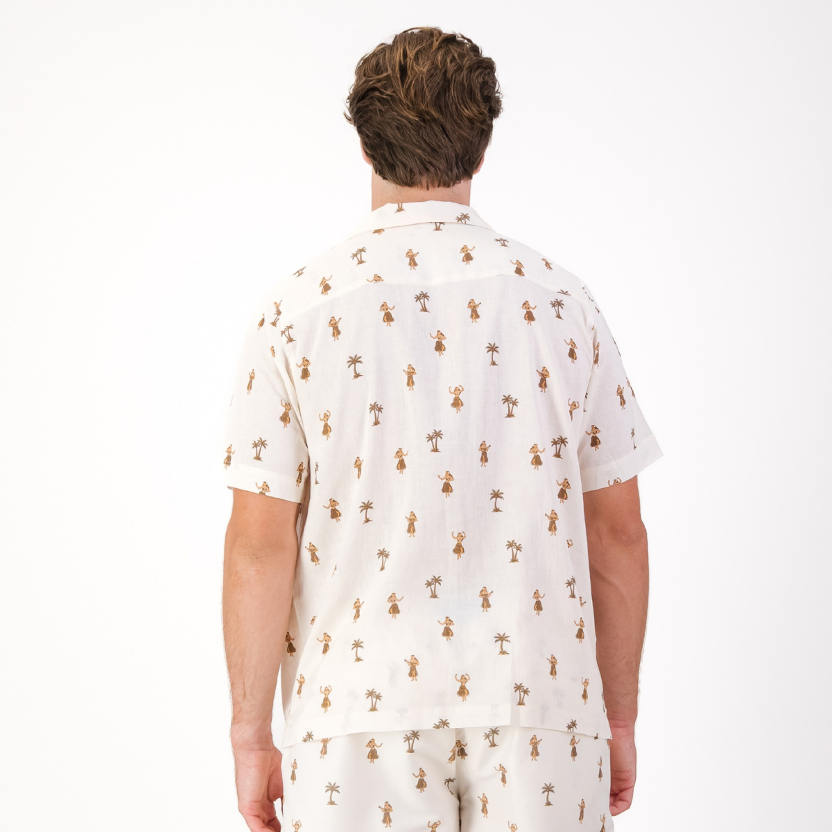 Mens Short Sleeve Revere Collar Shirt | Hula / Cream