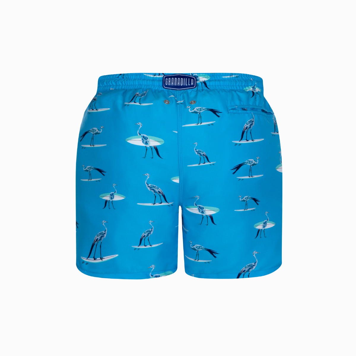 Mid-length Swim Shorts | Crane Surfer / Light Blue