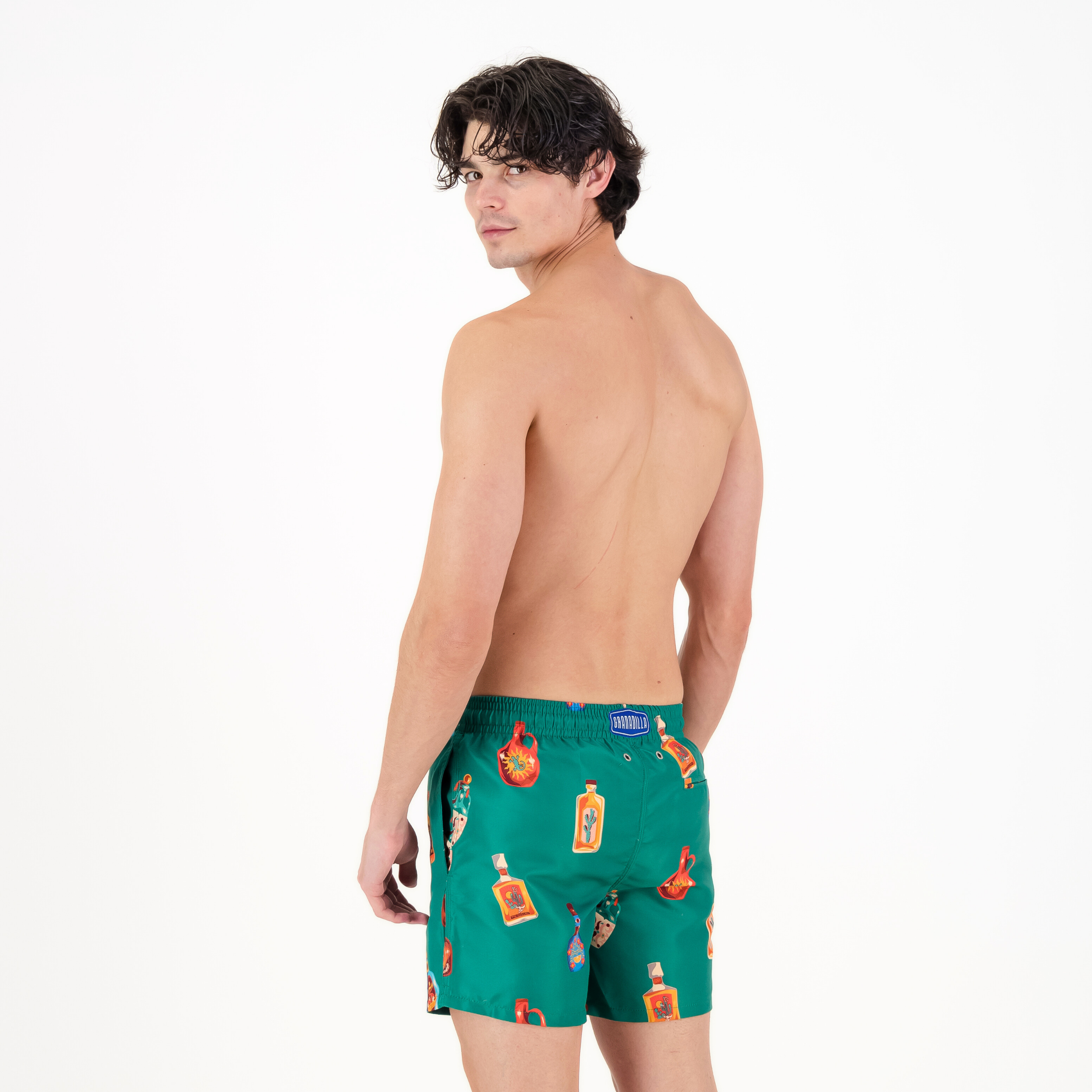 Mid-length Swim Shorts | Tequila / Green