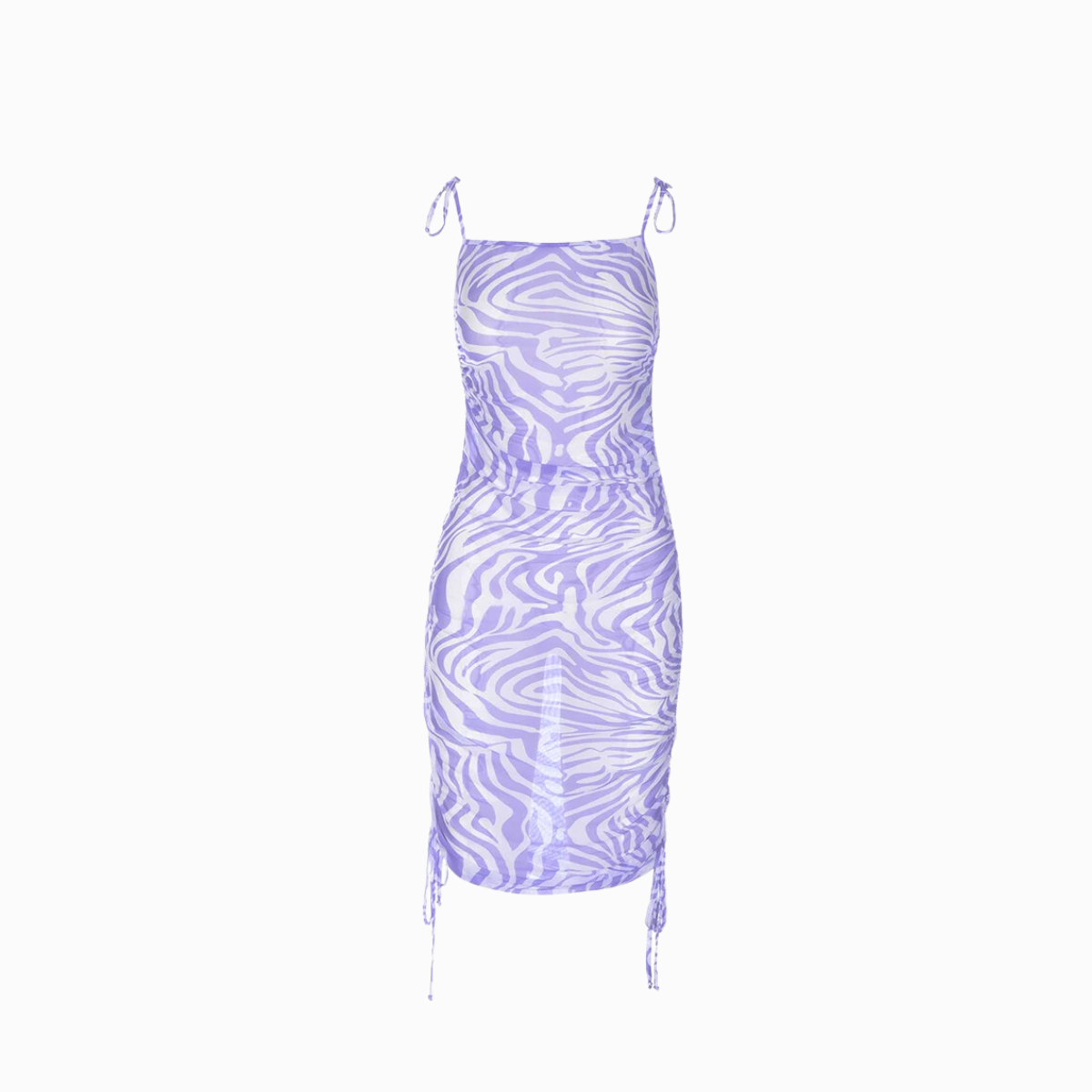 Mesh Ruched Dress | Zebra Lilac