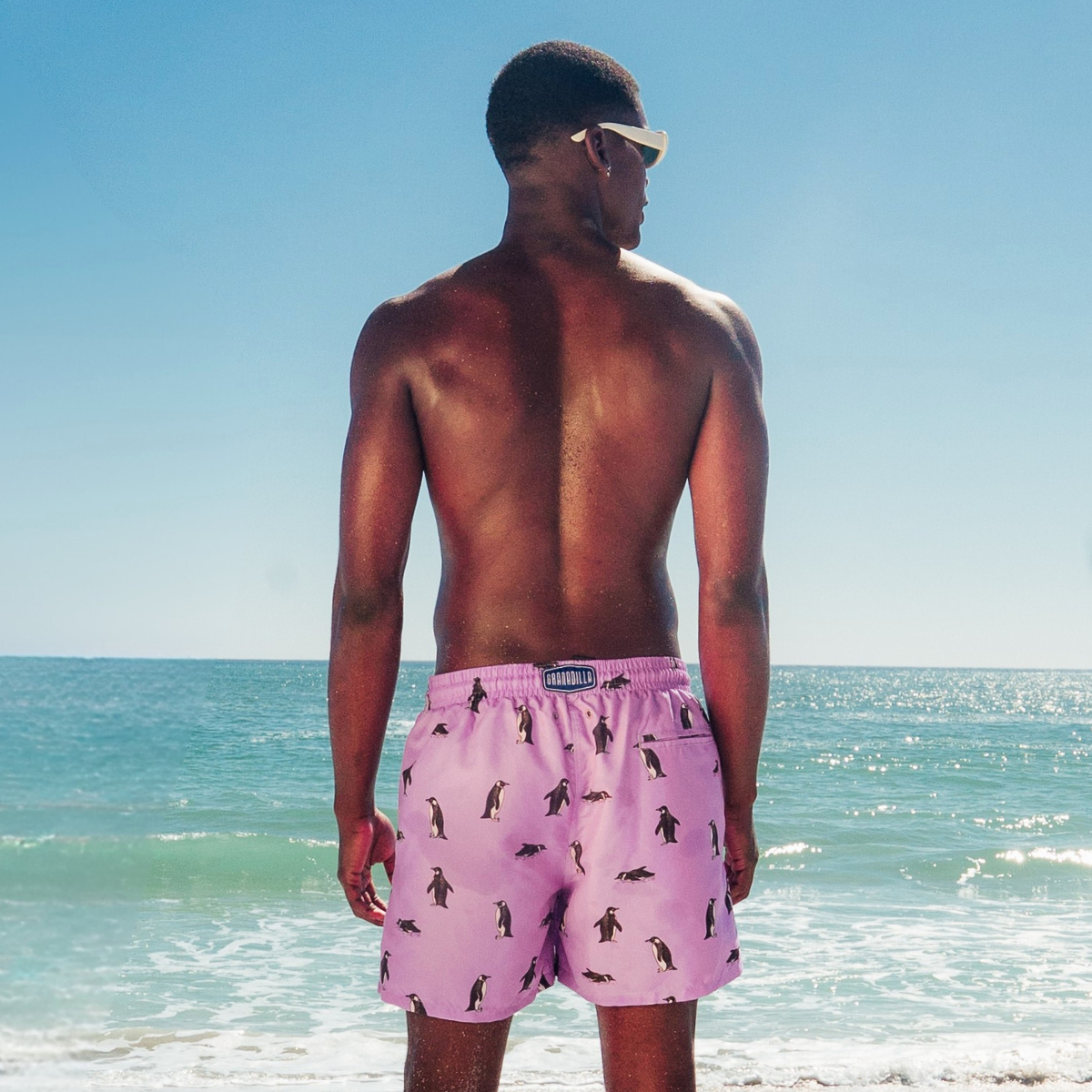 Mid-length Swim Shorts | Penguins /  Lilac