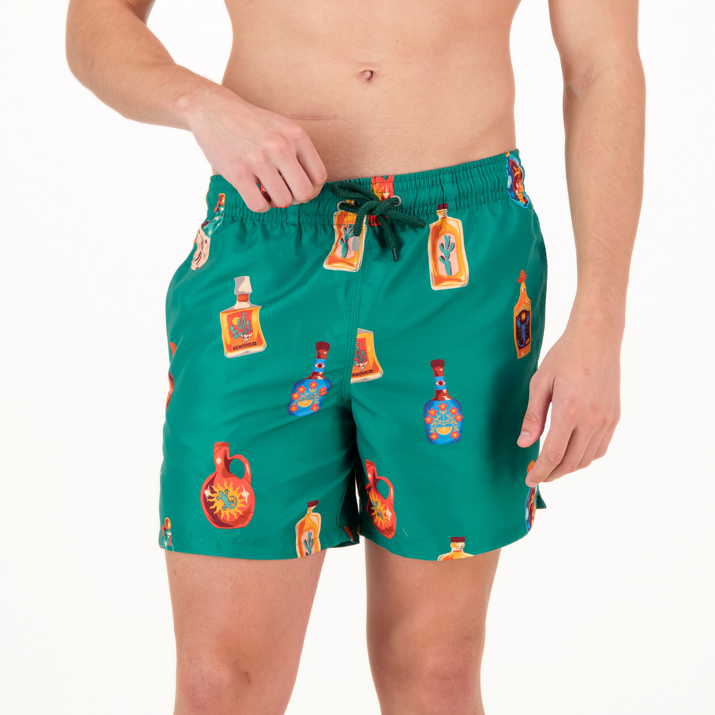 Mid-length Swim Shorts | Tequila / Green