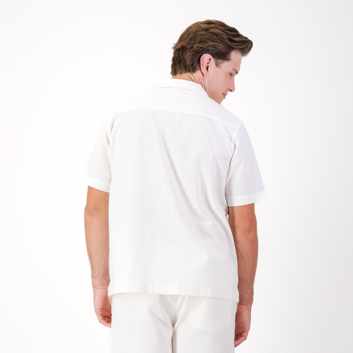 Mens Short Sleeve Revere Collar Shirt | Plain / White