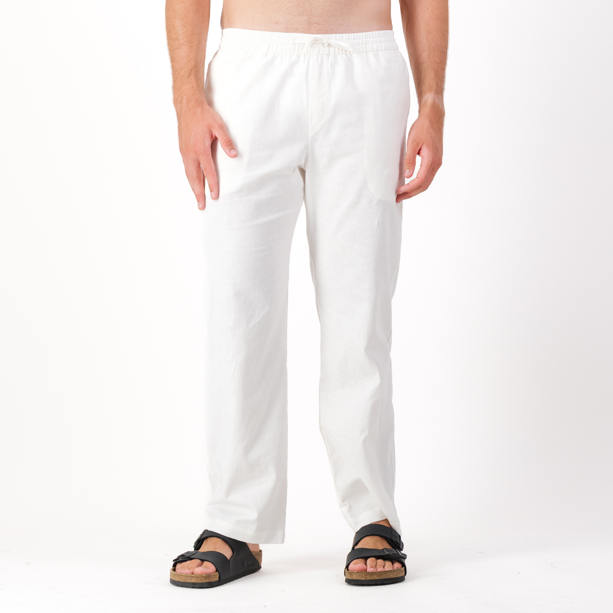 Mens Pull on Pants | Plain / White